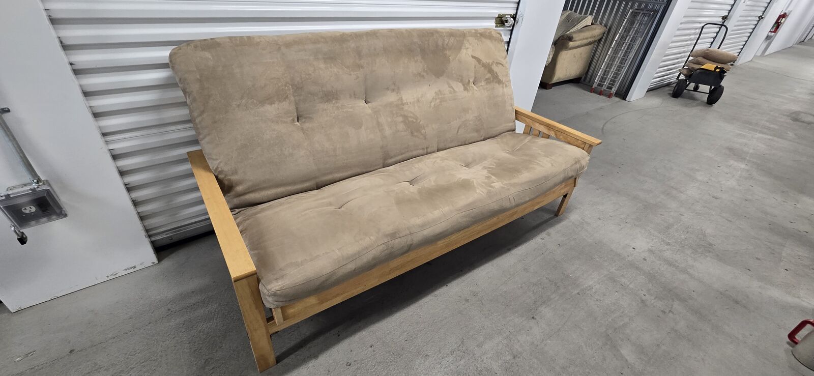 Nirvana Futons Stanford Futon Set - Full Size, Frame, 8" Mattress, Microfiber Sussex Khaki Cover