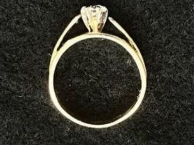 14K Gold Diamond Engagement Ring & Wedding Band Set - Solitaire, Two-Piece