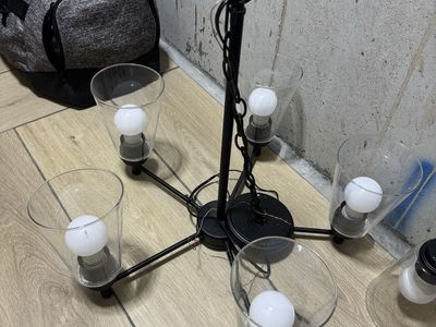Modern Black 5-Light Chandelier with Clear Glass Shades
