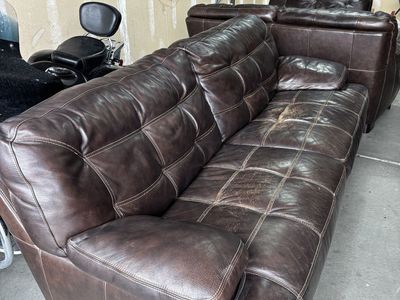 Full Leather Couch, Love Seat, Chair, and Ottoman