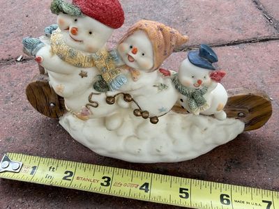 Snowman Family Sleigh Figurine Winter Holiday Decor