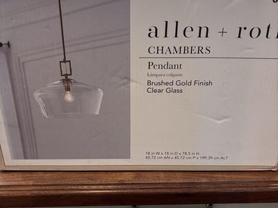 Clear Glass Brushed Gold Large Hanging Pendant Light