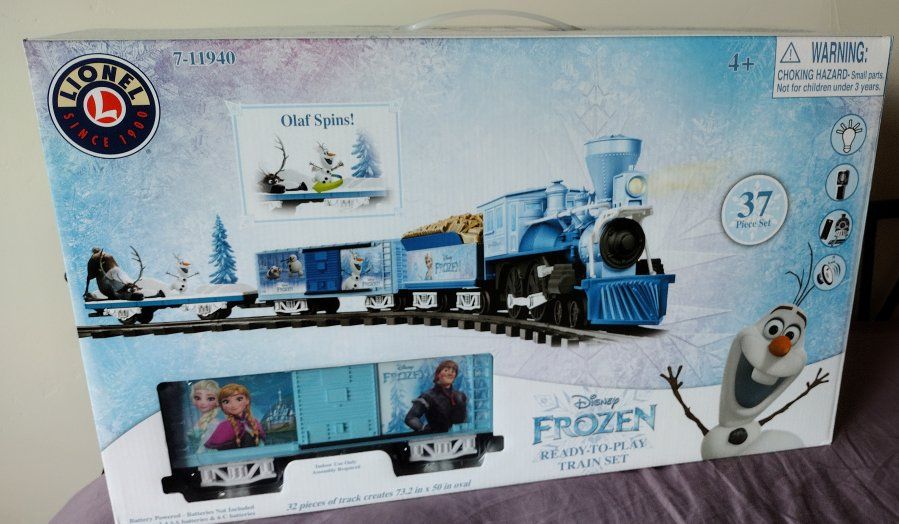 Disney Frozen Olaf's Frozen Adventure Train Set with RC Remote Control - 32 Track Pieces