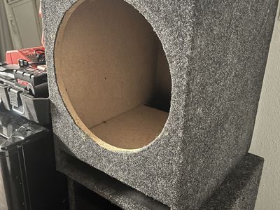 Unbranded Single 12" Subwoofer Box Enclosure - Gray Carpeted, Terminal Cups, Screws Included