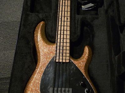 Ernie Ball Music Man DarkRay 5-string Bass Guitar - Gold Bar with Maple Fingerboard