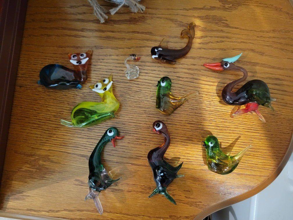 Vintage Hand Blown Glass Animal Figurines Assorted Collection Lot