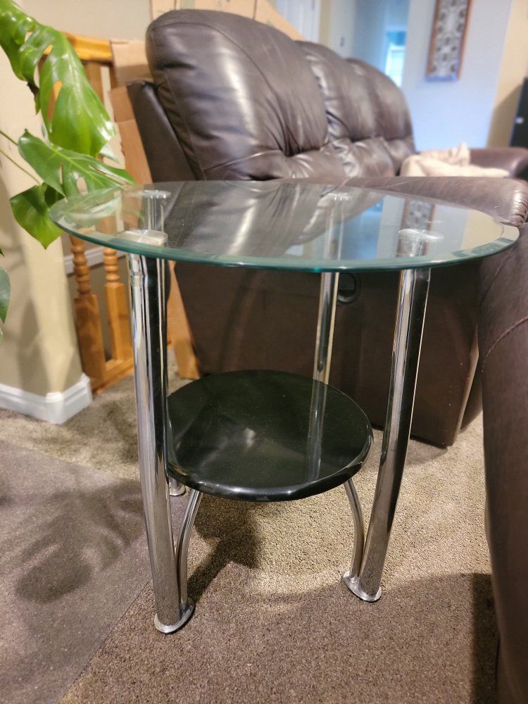 glass top side table