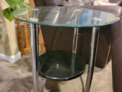 glass top side table