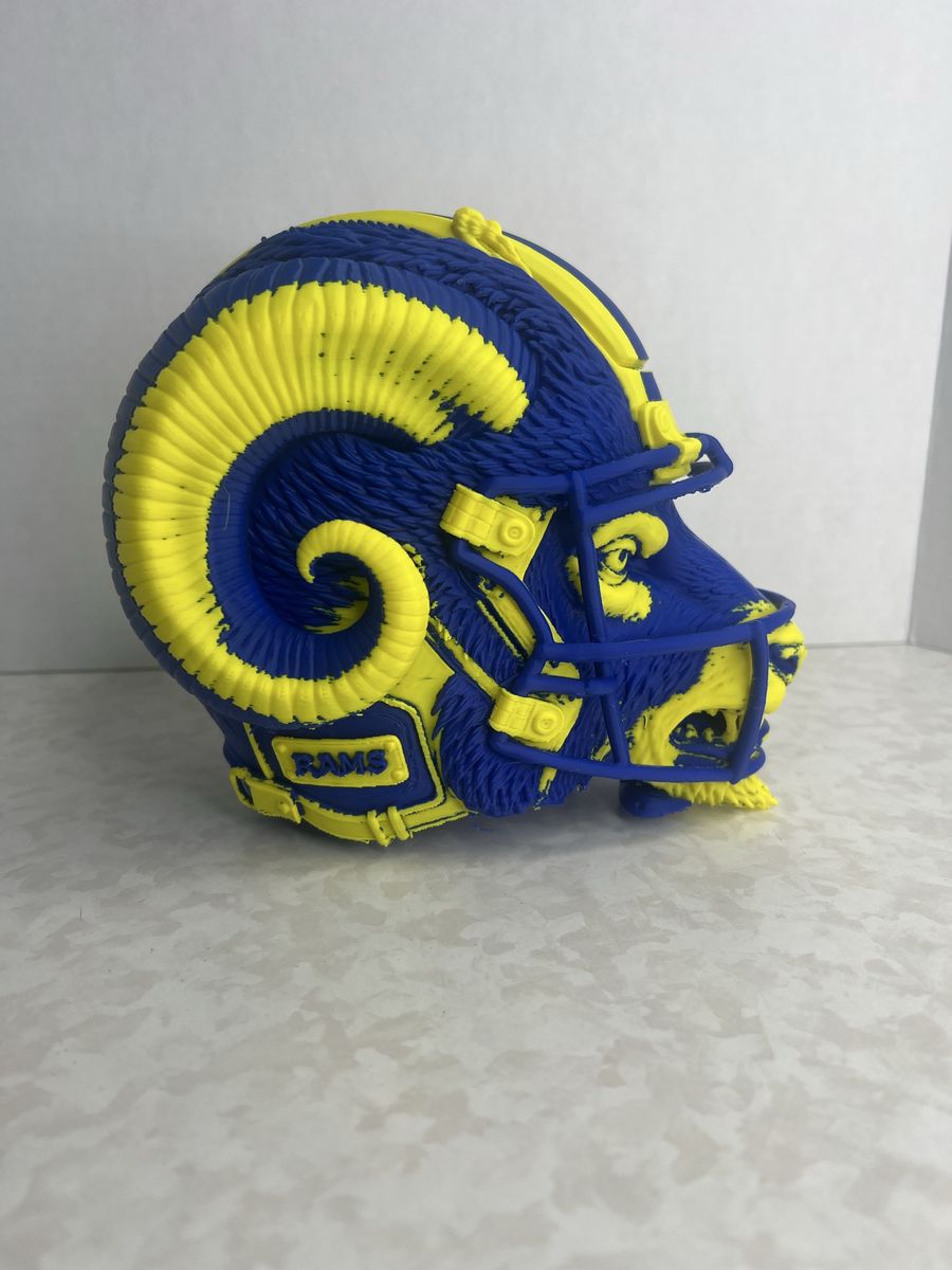 Update your fan cave! Custom Los Angeles Rams Sculpted Mascot Football medium sized Helmet Collectible