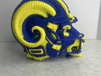 Update your fan cave! Custom Los Angeles Rams Sculpted Mascot Football medium sized Helmet Collectible