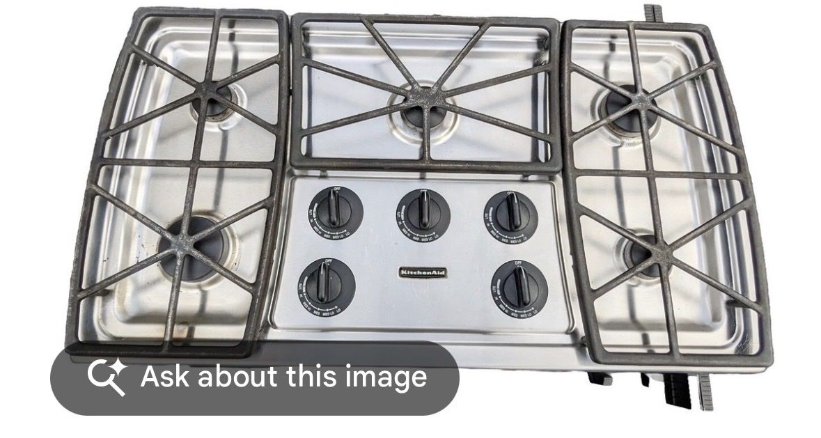 KitchenAid 5-burner gas cooktop. 36“