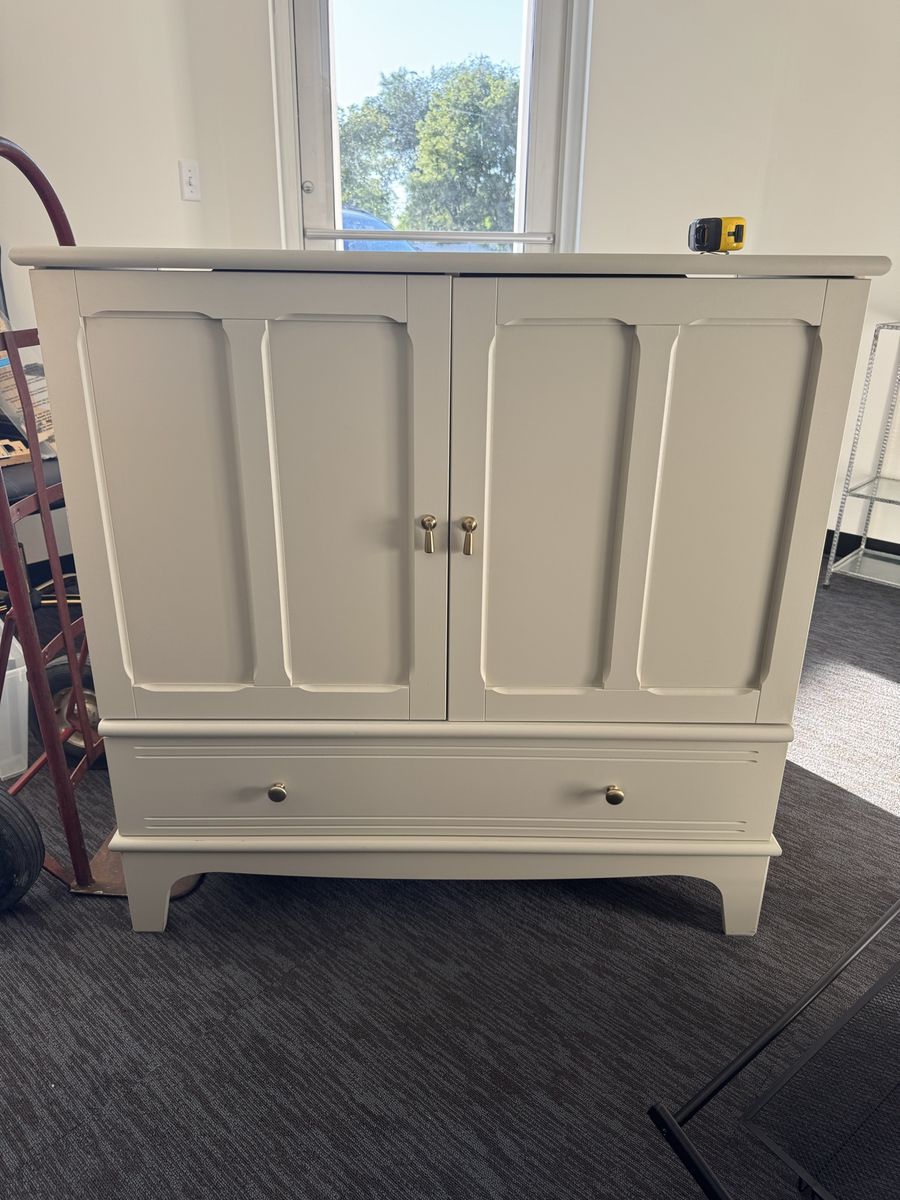 Taupe Wooden Cabinet Armoire with Doors and Drawer - Versatile Storage Furniture
