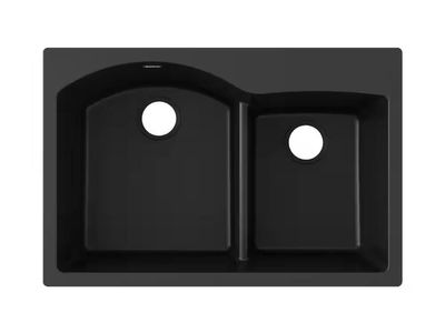 Elkay Quartz Classic ELGH3322RBK0 Black Offset 60/40 Double Bowl Top Mount Sink