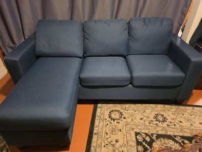 Small Space Reversable Chaise Blue Couch