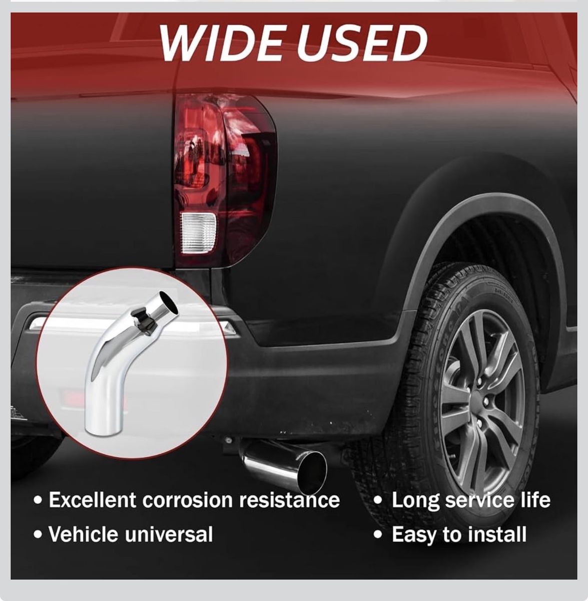 Chrome Exhaust Tail Pipe 4" Inlet 6" Outlet 23" Long Universal Excellent Corrosion Resistance