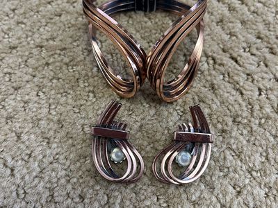 Copper Bracelet and Earring Set 'Renoir'- Vintage/Retro 1950's