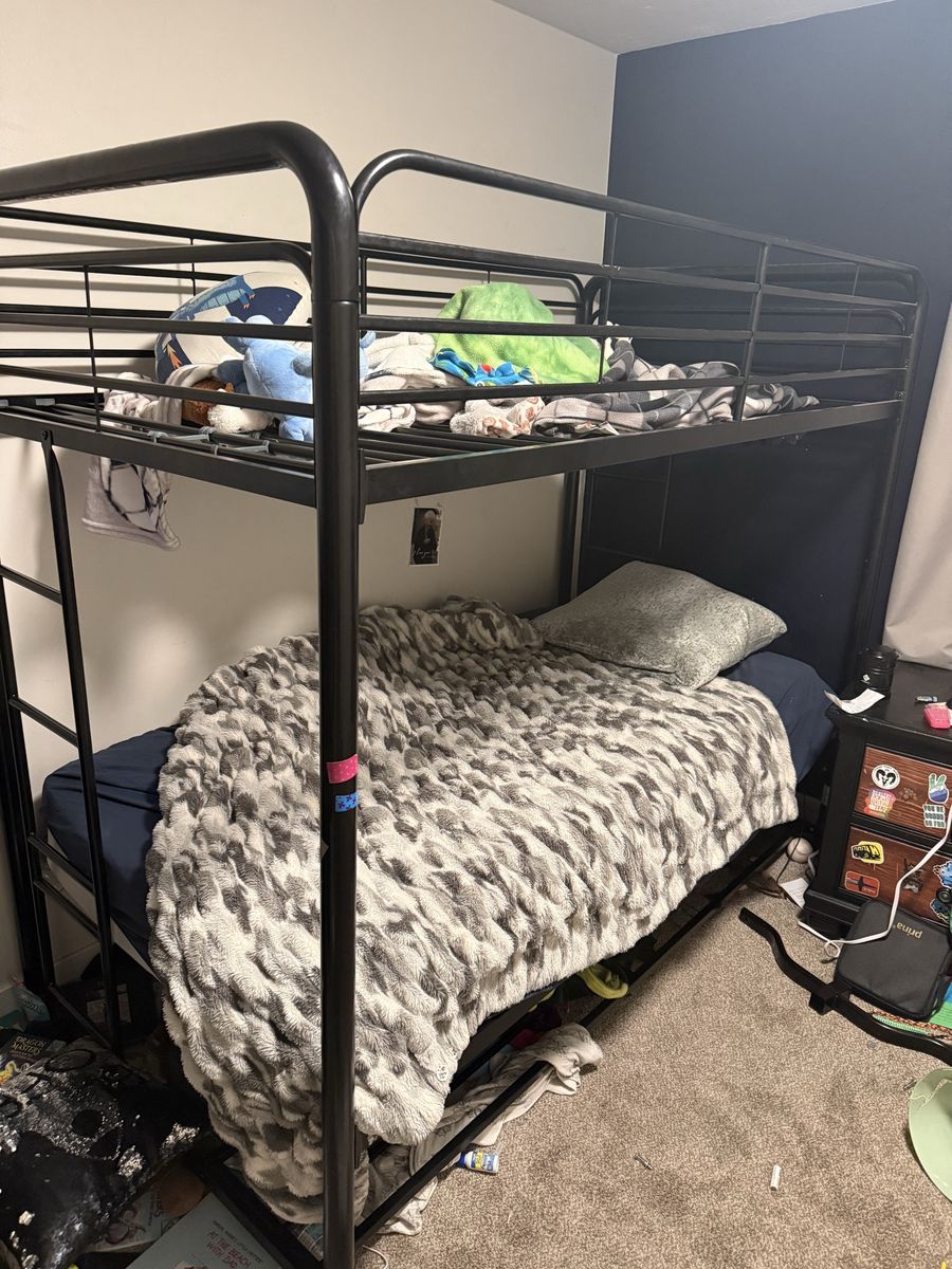 Black Metal Twin Over Twin Bunk Bed Frame