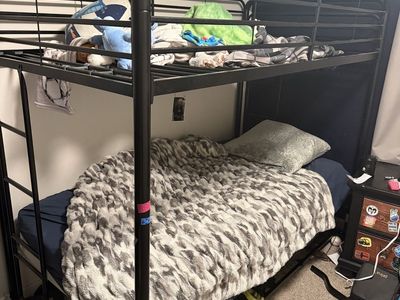 Black Metal Twin Over Twin Bunk Bed Frame