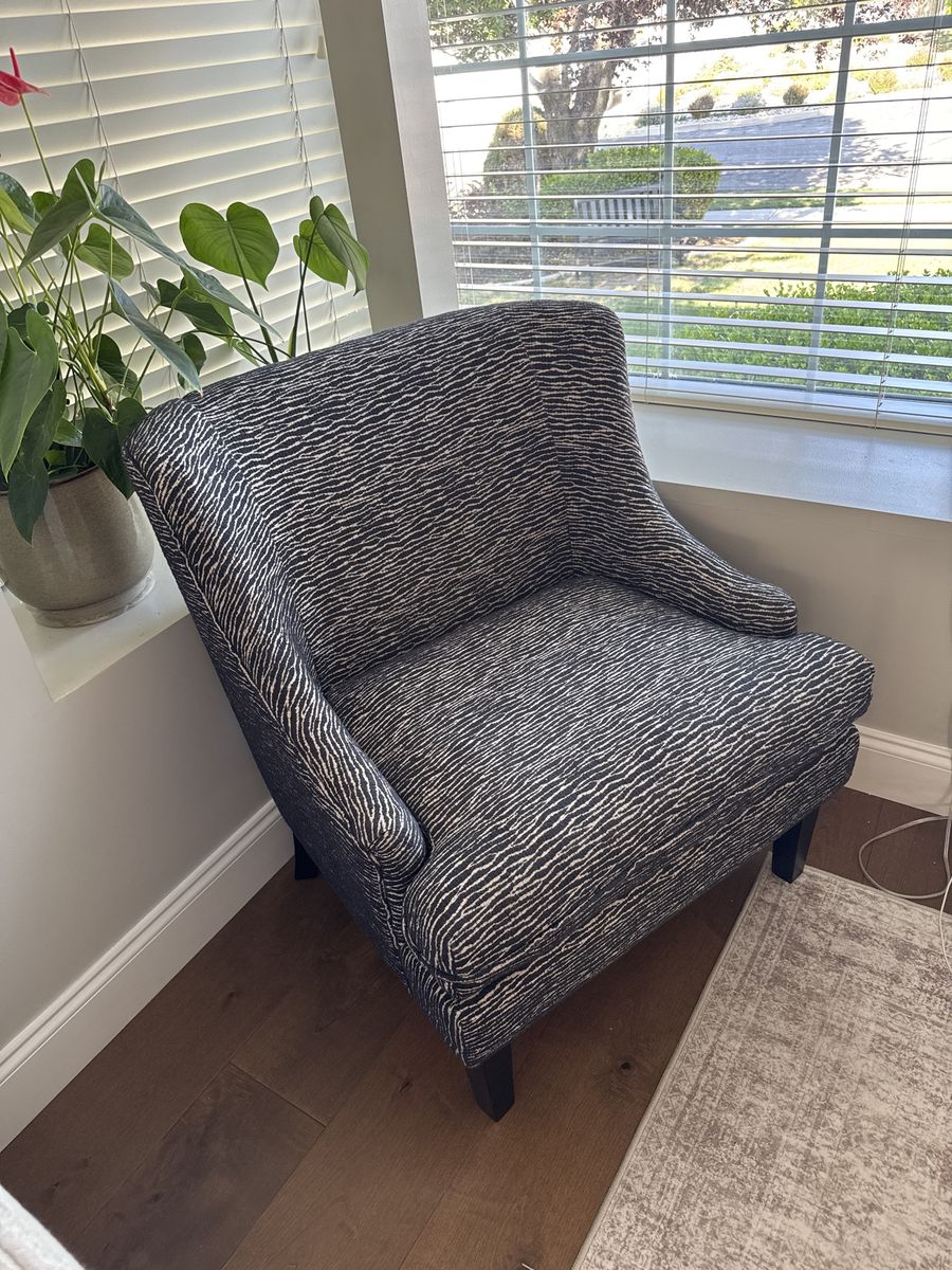 Black & White Patterned Accent Chair Wingback Design