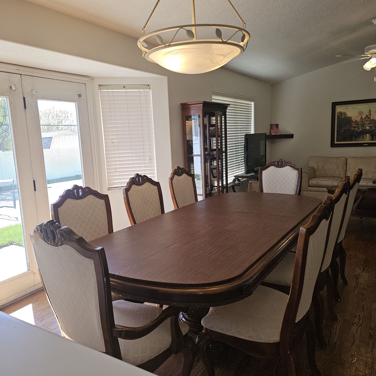 American Drew - Bob Mackie 77" - 117" Extendable Table, 8 Chairs and Cabinet
