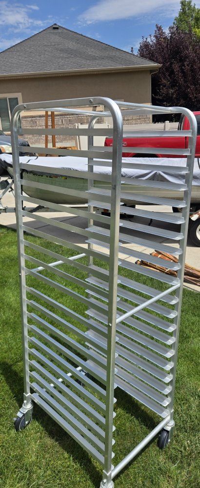 Commercial Aluminum Sheet Pan Rack with Wheels - 20 Tier Bakery Cart