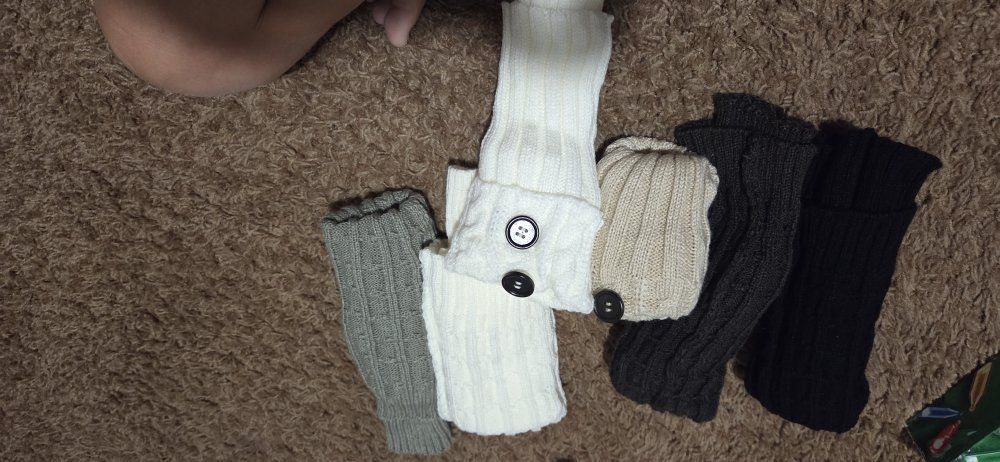 Cozy Knit Button-Accent Leg Warmers - Set of 5 Pairs (Assorted Colors)
