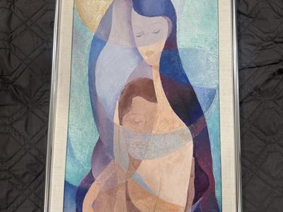 Original Ganz Propper Oil Painting (1981) - Mother & Child - Mid Century Framed Art