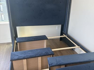 Velvet Bed Frame with Headboard and Drawers