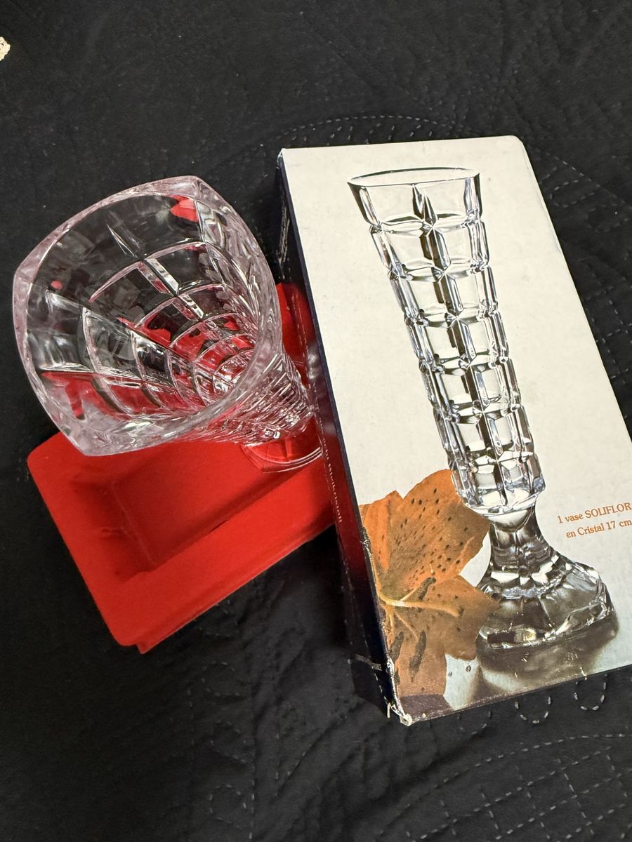 Vintage Cristal d'Arques Soliflor 17cm Lead Crystal Vase - Made in France, Original Box