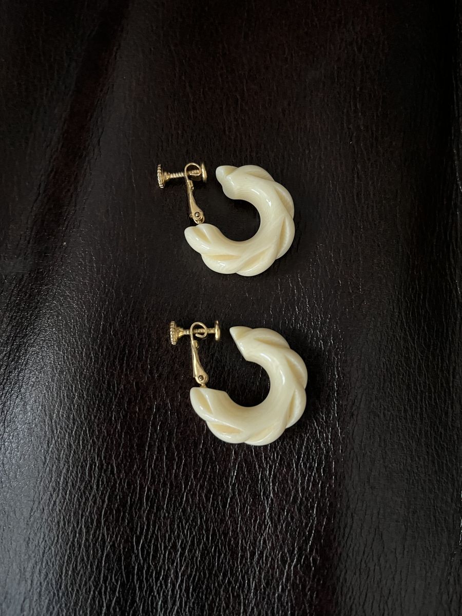 Vintage 'Napier' Faux Ivory Earrings - 1950's-1960's