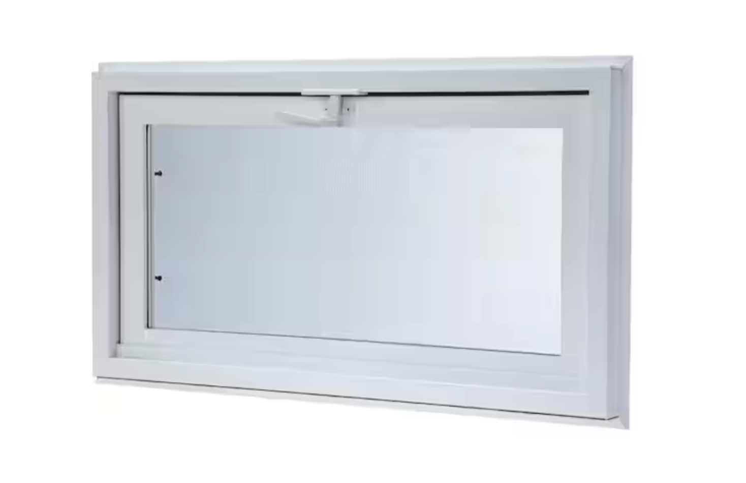 New in box32.25 in. x 22.25 in. White Double-Pane Insulated Glass Hinged Vinyl Hopper Inswing Basement Window