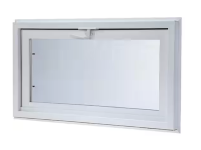 New in box32.25 in. x 22.25 in. White Double-Pane Insulated Glass Hinged Vinyl Hopper Inswing Basement Window