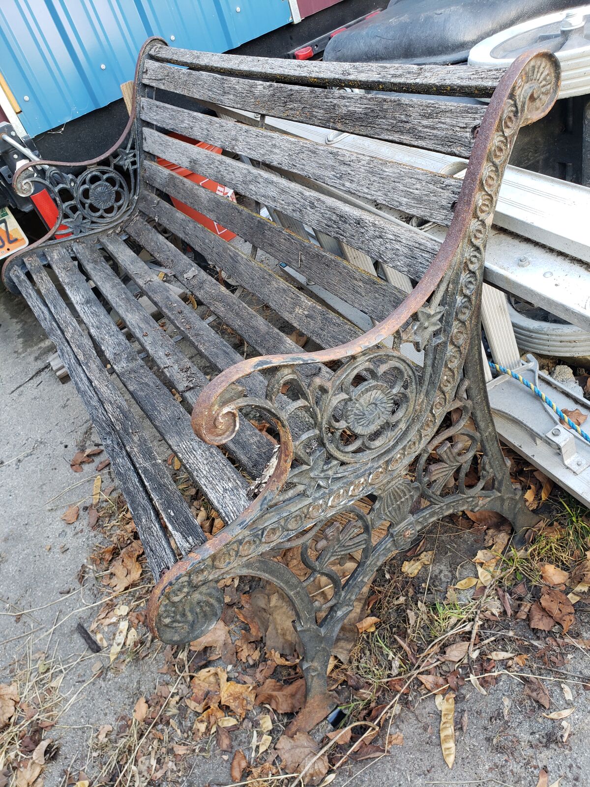 Cast iron and wooden bench