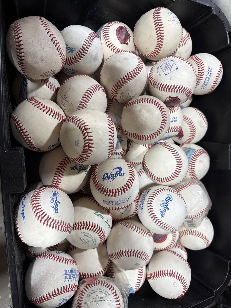 New baseballs 40 dollars a dozen.  ALL LEATHER, no synthetic junk