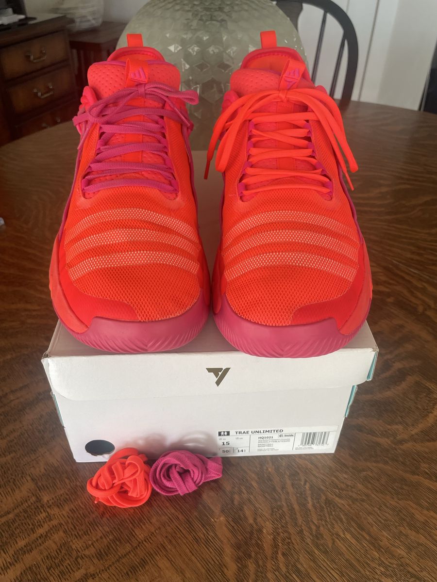 Adidas Trae Unlimited Basketball Shoes Men's Size 15 Pink/Orange HQ1071 Lightly Used with Box