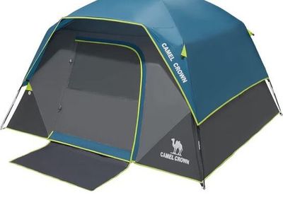 Camel Crown 4-Person Camping Tent - Purple or Blue