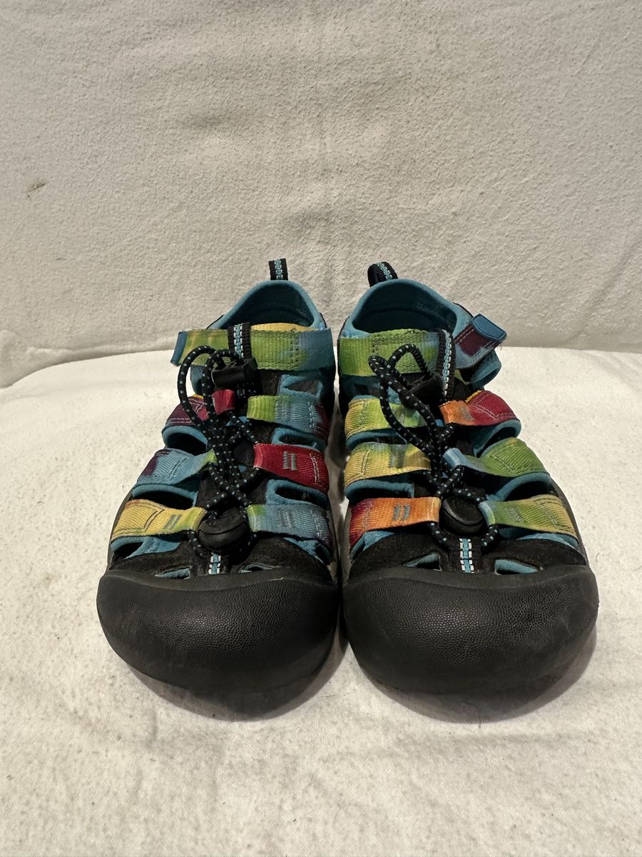Keen youth, size 4 rainbow, blue, lightly used, washable, hiking sandals