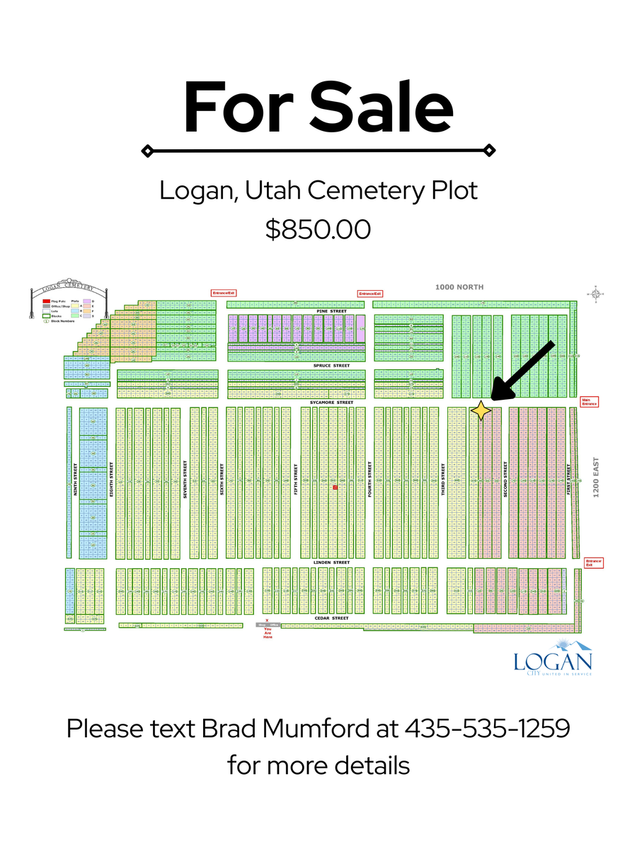 Logan, Utah Cemetery Plot For Sale