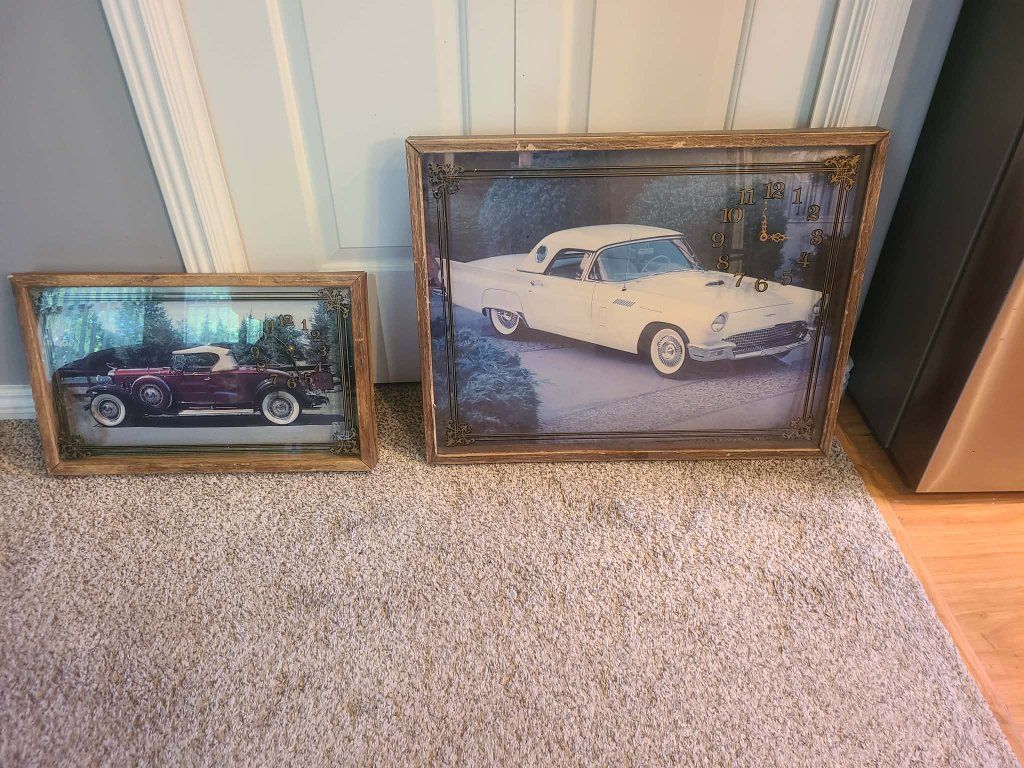 framed vintage car shadow boxes with built in clock