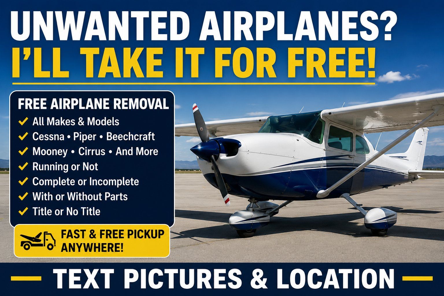 WANTED: Unwanted Airplanes – Free Removal