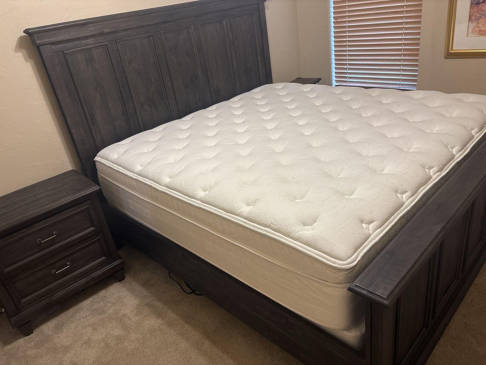 Magnussen Solid Wood King Bed & Nightstand with Serta Artistry Collection 14” King Mattress.