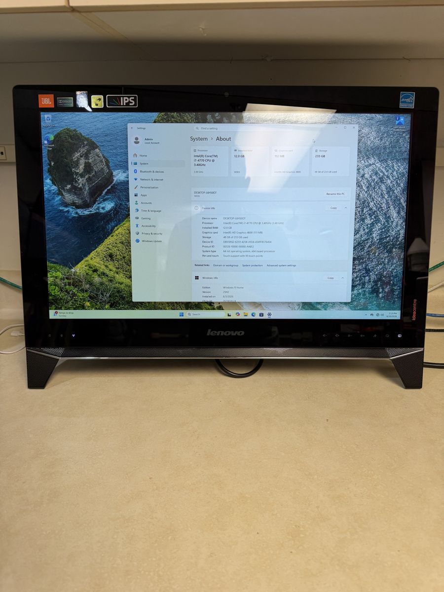 Lenovo All in One computer with 23 inch screen