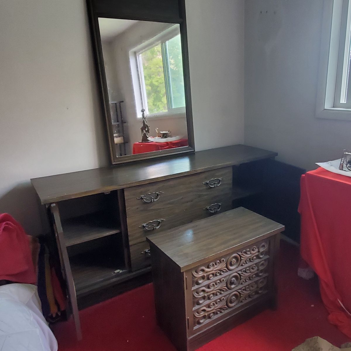 Dresser with Mirror, Chest, and Nightstand