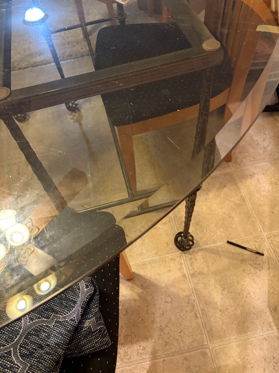 Glass Top Dining Table with Wooden Chairs
