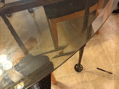 Glass Top Dining Table with Wooden Chairs