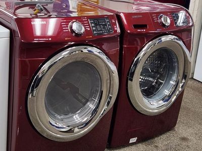 BEAUTIFUL BURGUNDY SAMSUNG FRONTLOAD WASHER AND ELECTRIC DRYER SET! W-WARRANTY