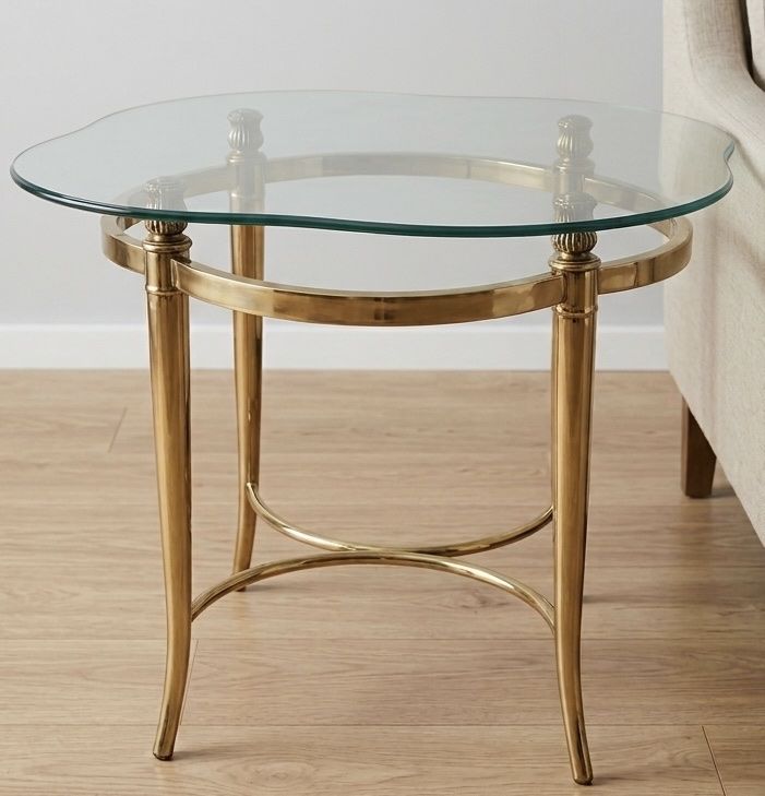 Vintage 1994 Hollywood Regency Brass & Glass Side Table - La Barge Style