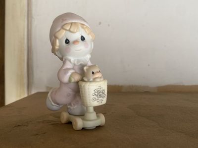 Precious Moments Birthday Club Figurine Child on Scooter with Animal