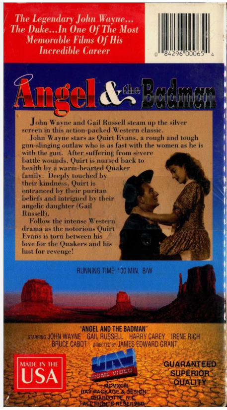 Angel & the Badman - vhs tape - by Wayne, John