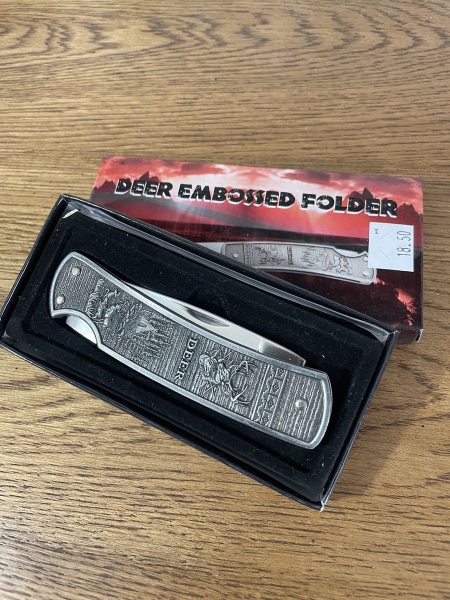 Deer Embossed Folding Pocket Knife